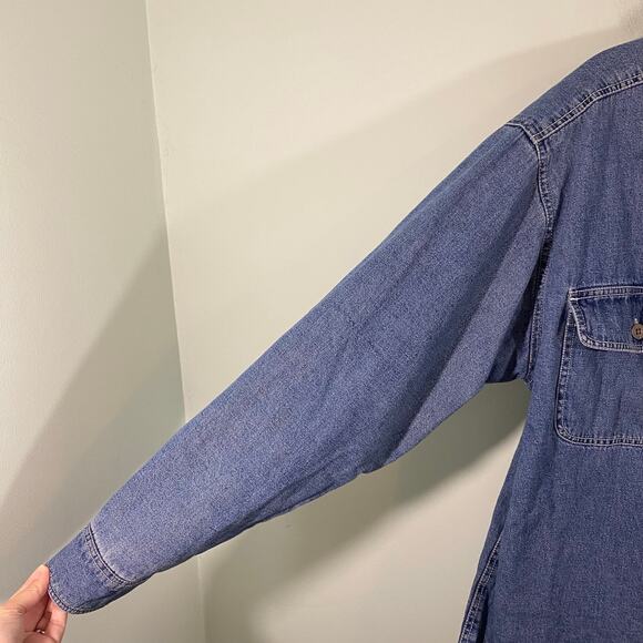 Vintage Levi's Men Blue Fleece Lined Button Up Denim Shirt Jacket Size L - Picture 5 of 9